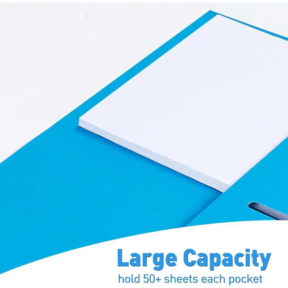 Two Pocket Folders, 100 Pack with Pockets Fit Letter Size Paper, 5 Colors